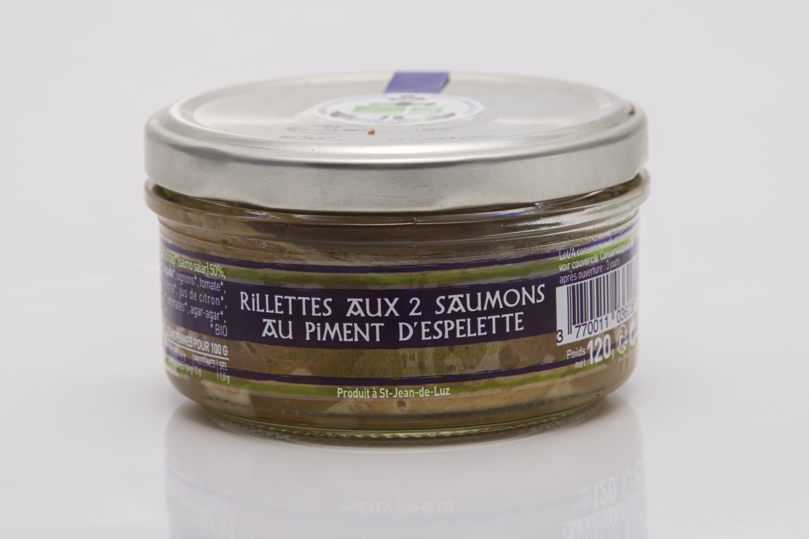 Rillettes aux deux saumons, au Piment d'Espelette -Bio 120g