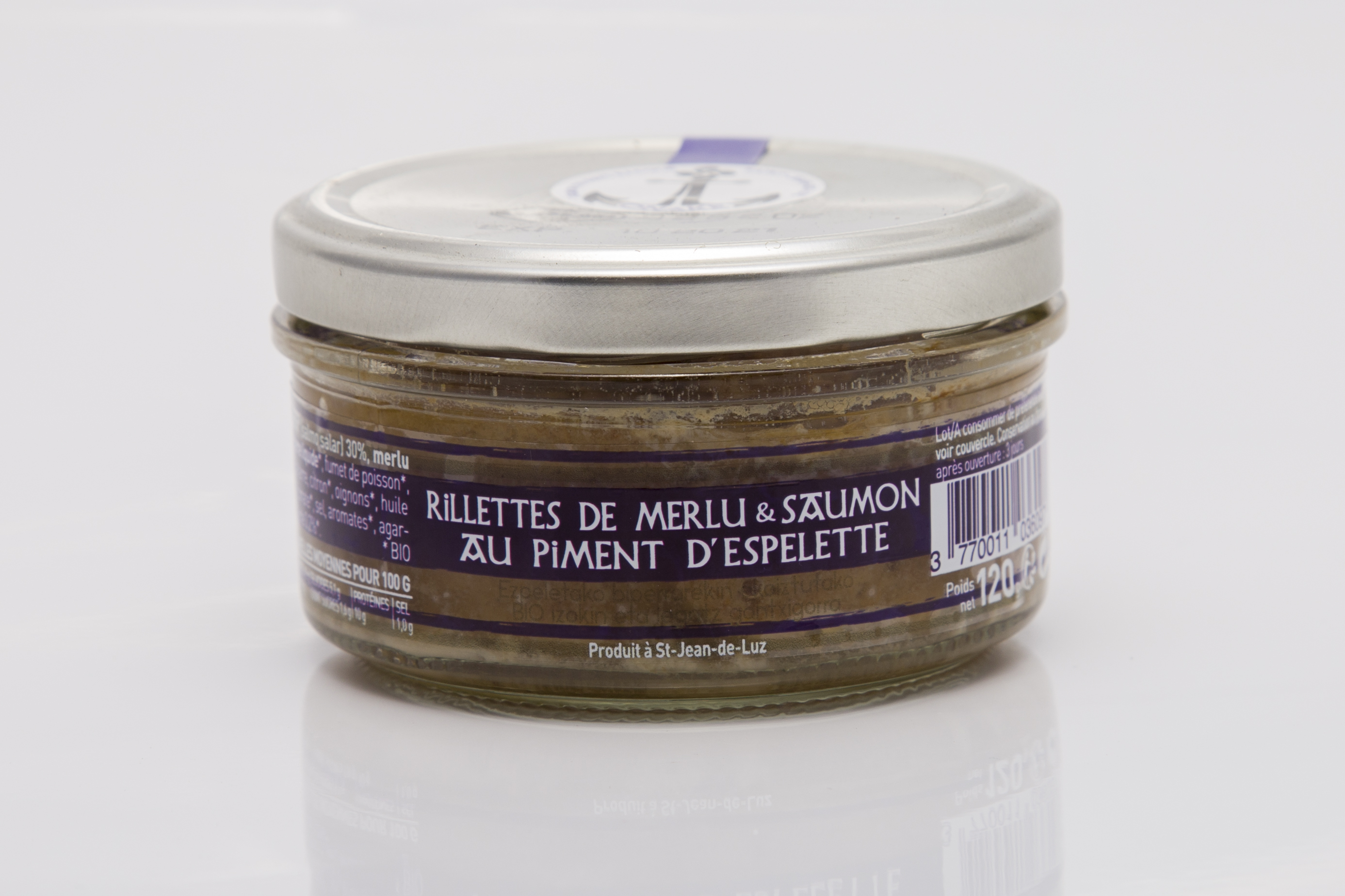 Rillettes Merlu et Saumon au Piment d'Espelette 120g